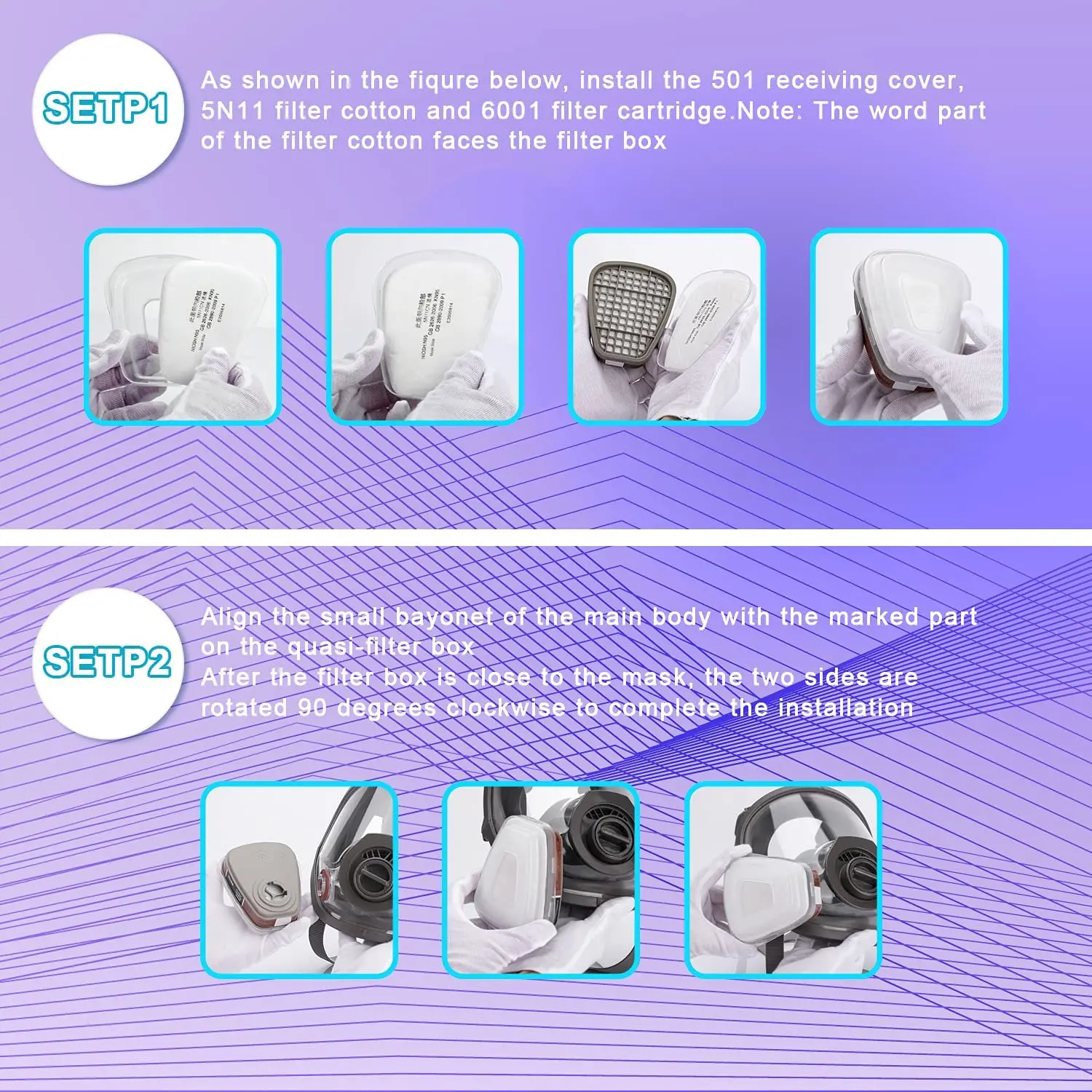 6800 Full Face Safety Work Gas Masks Survival Nuclear and Chemical with 40mm Activated Carbon Filter & Anti-Fog Design