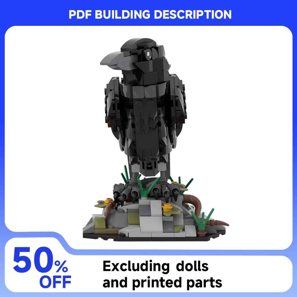 MOC Smart Crow Building Block Model Intelligent Bird DIY Assembly Set Building Block Rock Base Children's Toy Collection Gift