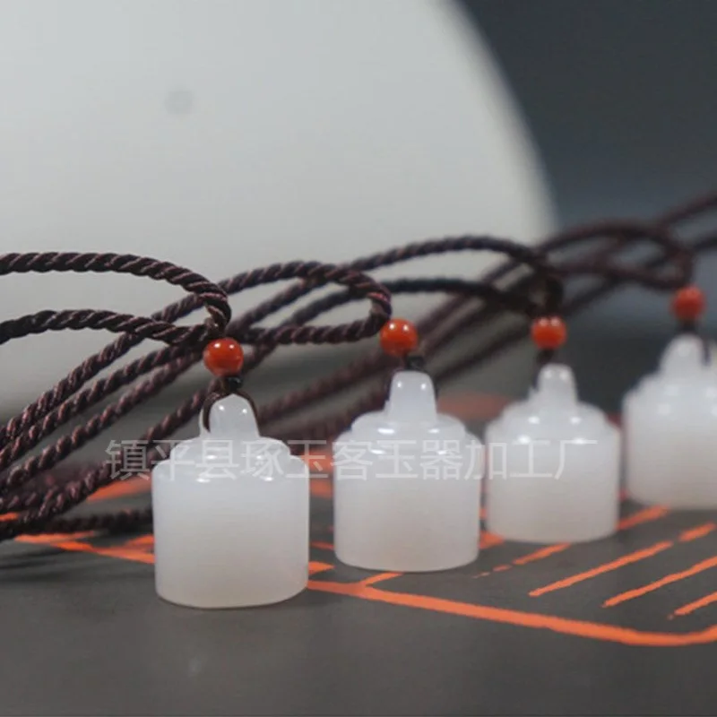 Xinjiang White Jade Small Seal Pendant Gold Silk Jade Weight Pendant Live Welfare Products Jade Satisfactful Necklace