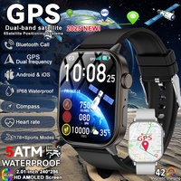 2025 New Military Outdoors GPS Smartwatches AMOLED Screen Compass Dual-band GNSS Bluetooth Call Waterproof Heart Rate Smartwatch