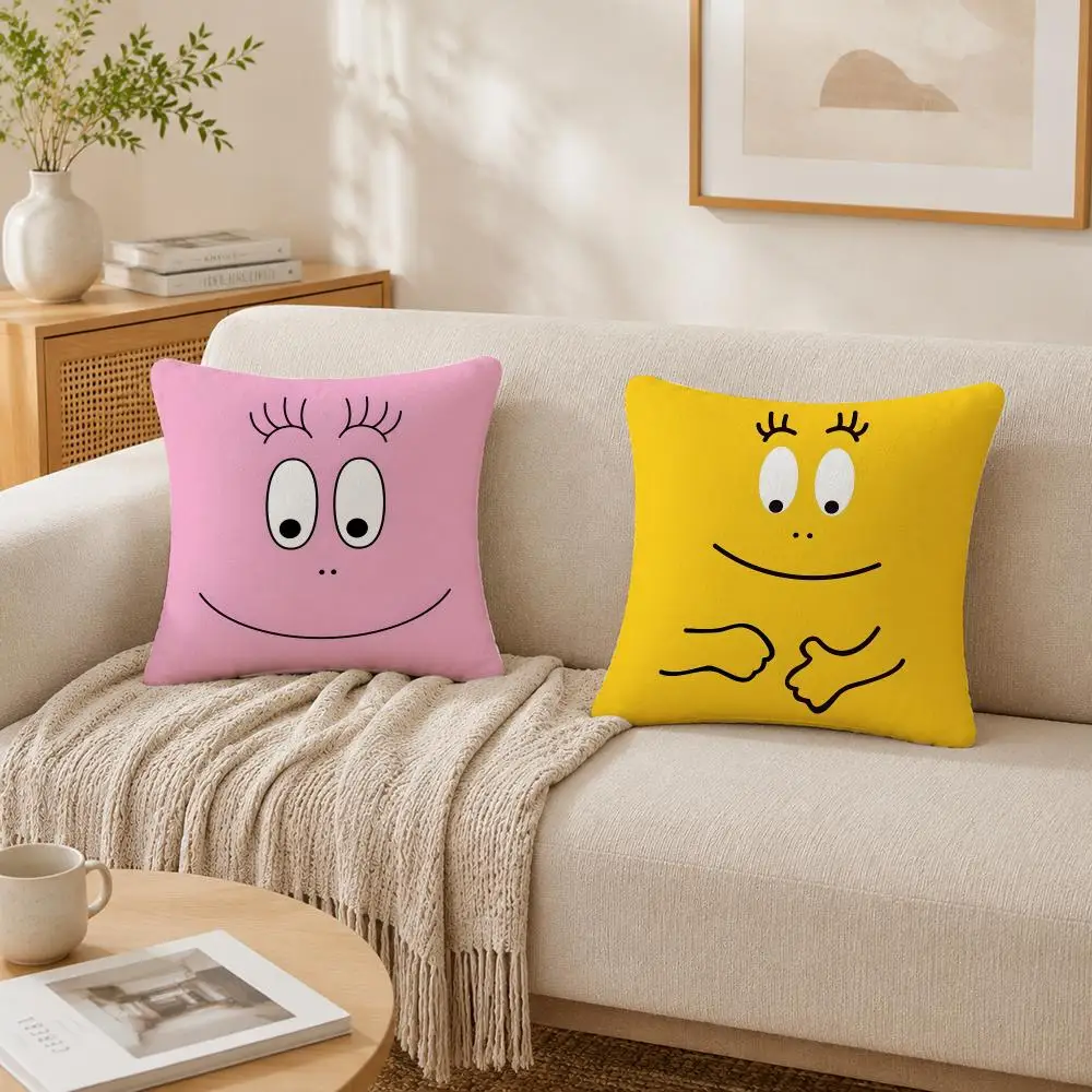 Hot Cute Cartoon B-Barbapapas Cushion Cover Plush Decorative Pillow Case With Hidden Zipper Fashion Room Decor For Home