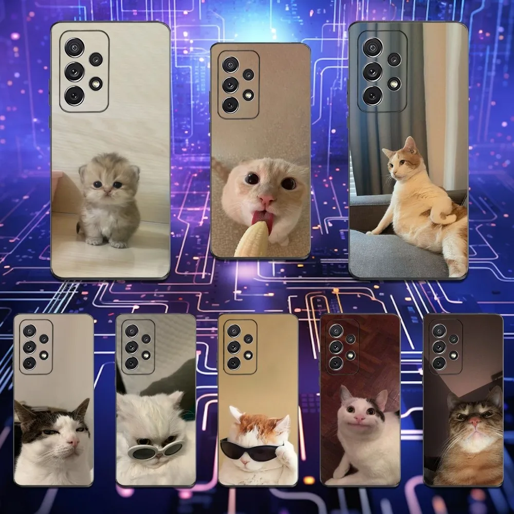 

Funny Cat Memes Phone Case For Samsung S25,S24,S23,S22,S21,S20,S10,Ultra,Plus,Lite,FE,Soft Silicone Black Cover