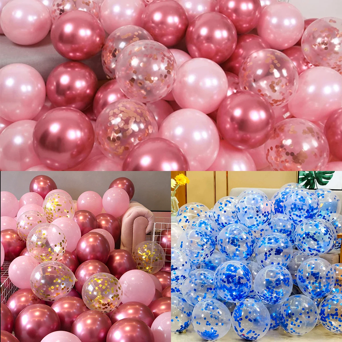 Confetti látex balões para decorações do partido, balões transparentes do hélio, rosa, ouro, azul, claro, casamento, aniversário, 20 pcs, 30pcs