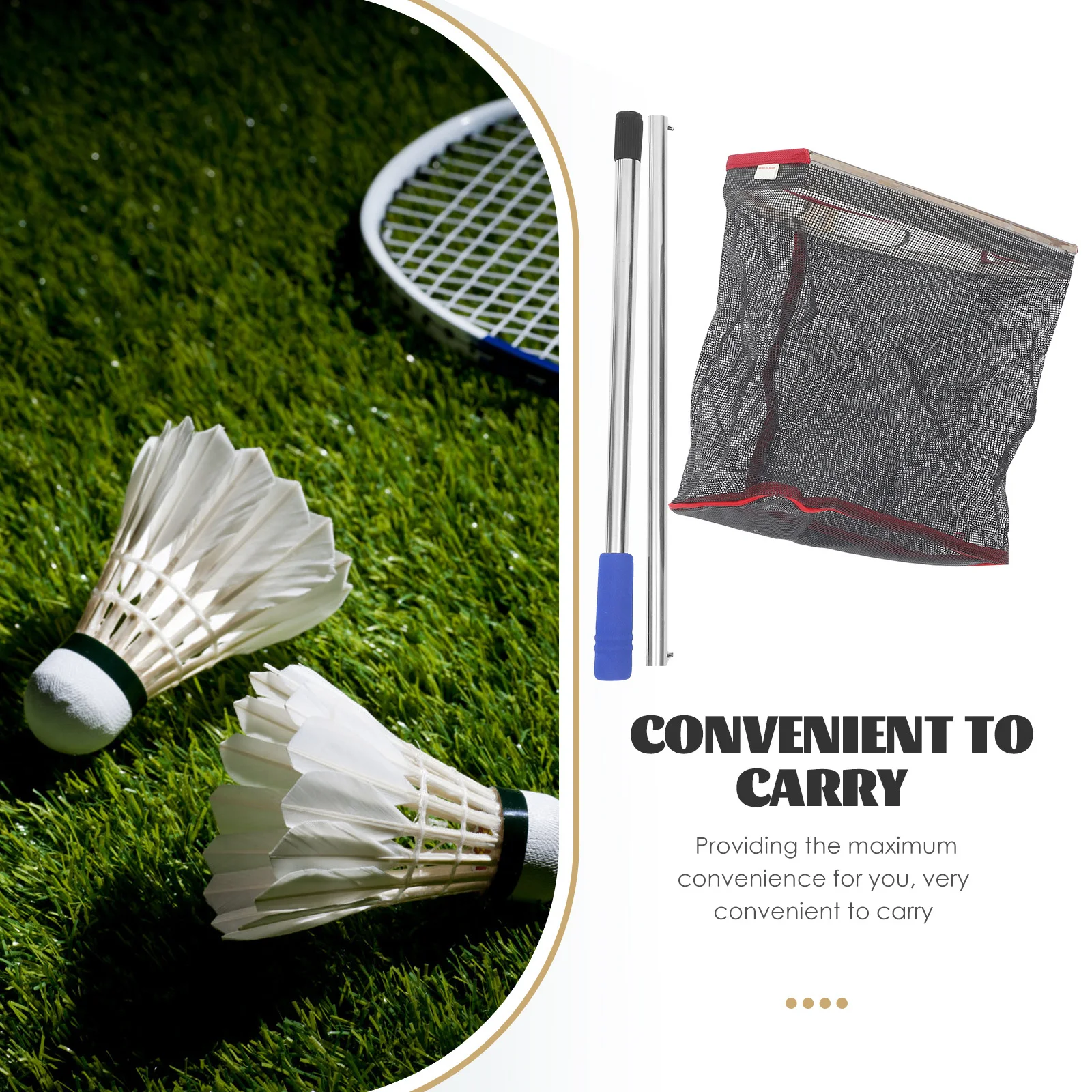 

1Pcs Badminton Practice Tool Heavy Duty Ball Retriever with Extended Handle Easy Carry Storage Net for Professional Training