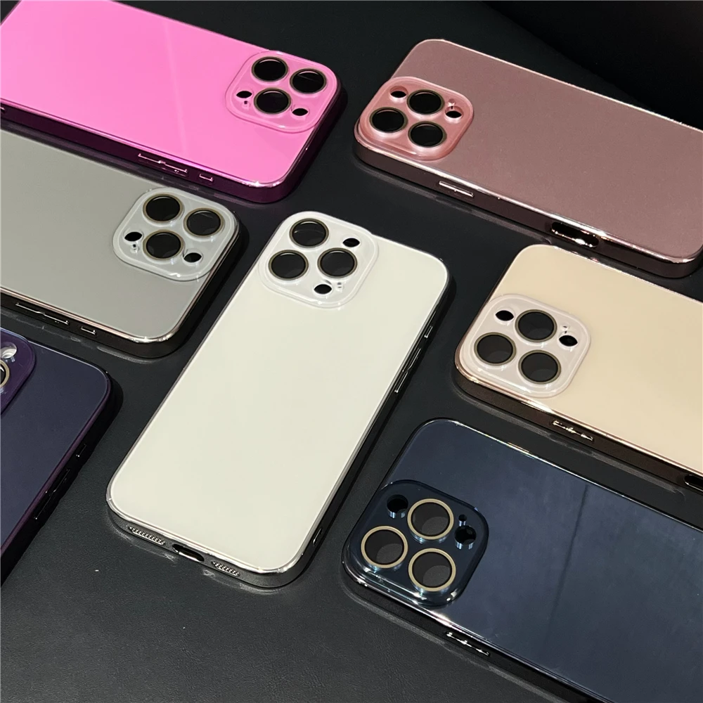 Luxuriöse, glänzende Handyhülle aus Glas für iPhone 18, 17, 15, 16 Pro Max, 14, 13, 12, 11 mit Kameraschutz, stoßfestem Rahmen und harter Schutzhülle. – Detail 4
