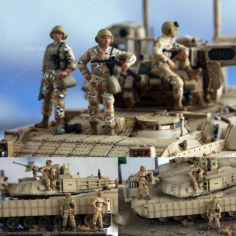 

Painted Miniatures 1/72 Modern US Armored Vehicle Crew 3-Person Group War Scene Figure Doll Model For Car Toys