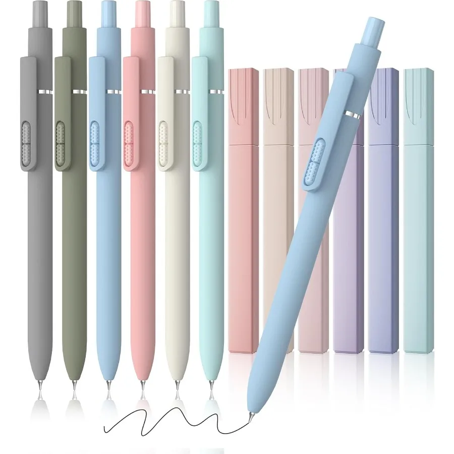 

Набор из 12 гелевых ручек 0,7 мм, черные чернила, тонкие точки, гладкое письмо, с эстетическим хайлайтером, быстросохнущие долговечные ручки, набор для путешествий