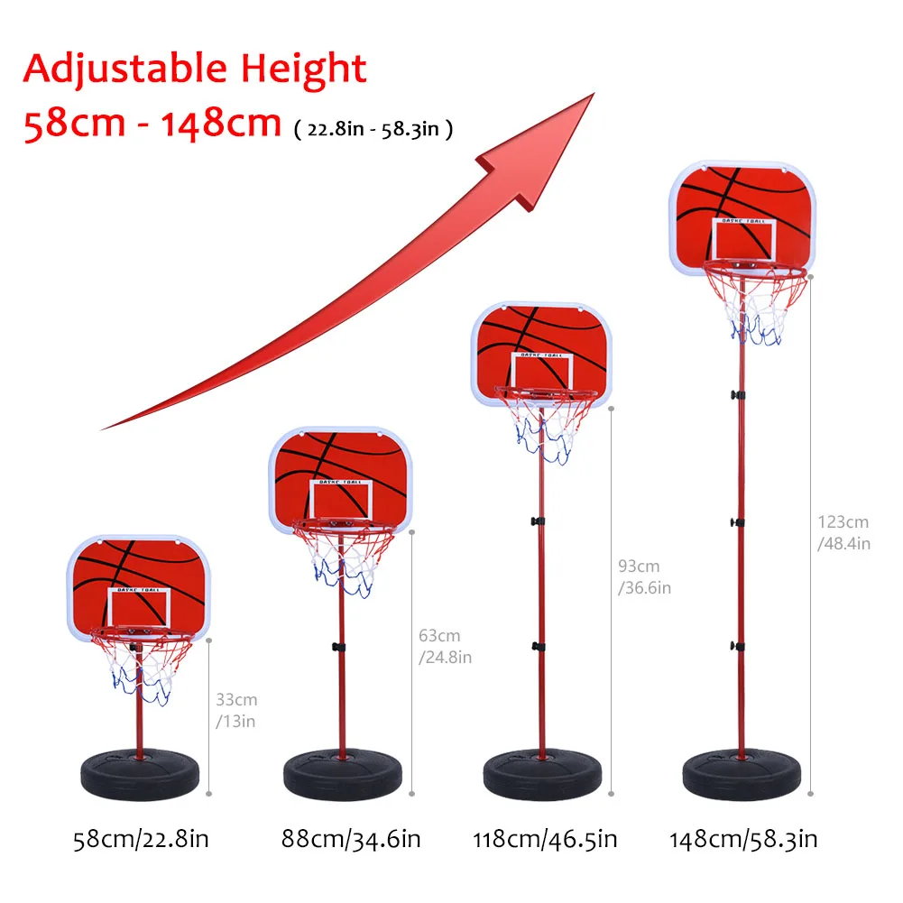 Adjustable Basketball System Basketball Stand Height Adjustable Basketball Stand System Hoop Backboard Net Kit for Children