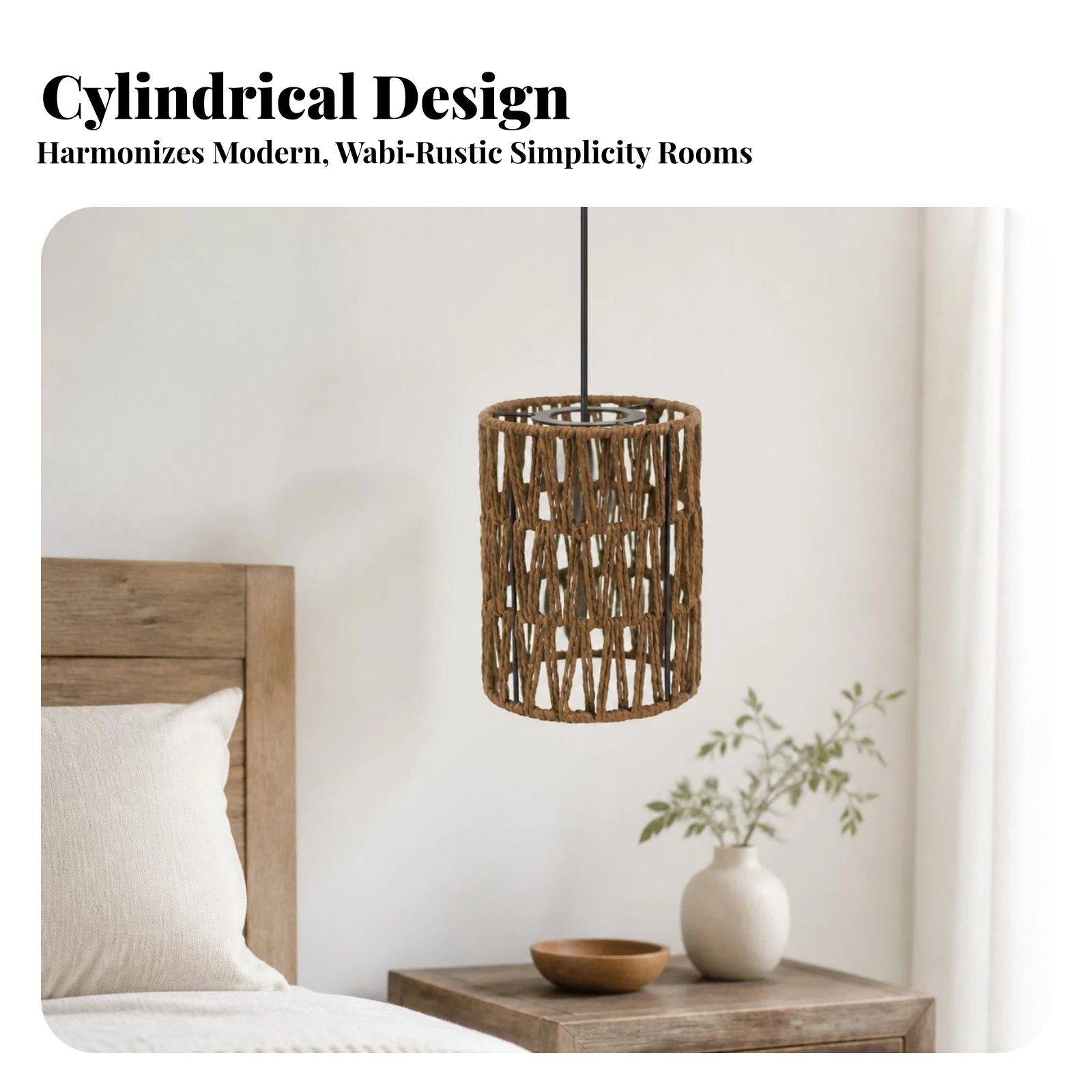 Pendant Light Shade Lightweight Woven Lampshade Pendant Shade Airy for Dining Room, Cafe