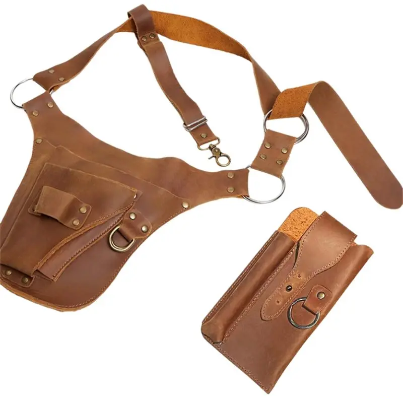 A01F-Leather Garden Tool Belt, Gardening Utility Belt, Garden Tool Storage Bag For Gardeners And Gardeners