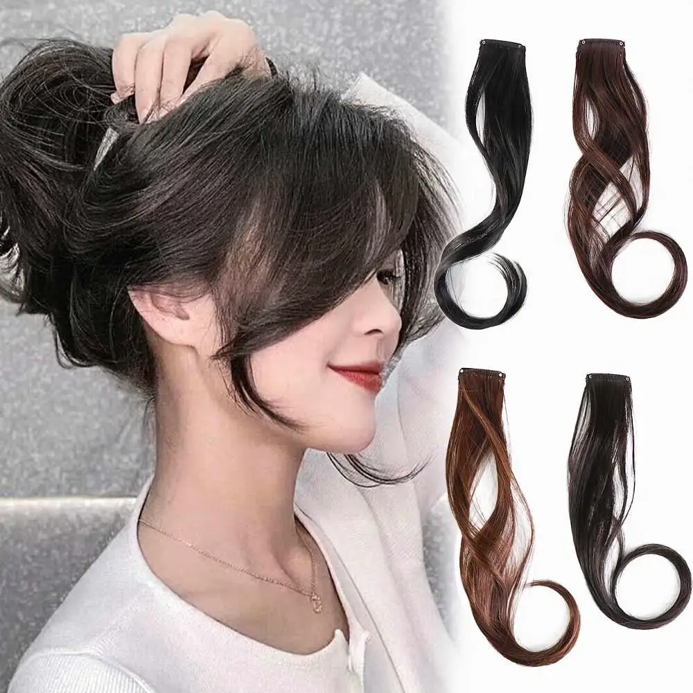 Synthesis Wig Middle-part Bangs Hair Extensions Clip In Forehead Natural Seamless French Oblique Bangs Eight-character Bangs Ext