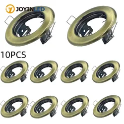 10pcs Simple Design Antique Brass Round Style Metal 85mm Gu10 Mr16 Front Ring Get Off Fixed Ceiling Recessed Downlights Fitting