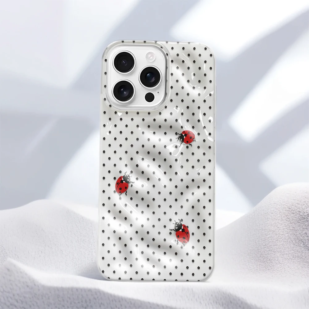 Phone Case Protective Smooth Impact Resistant Button Cover Top Dot Polka Red Cute for Cool iPhone 14 12 Pro Max 17 11 13