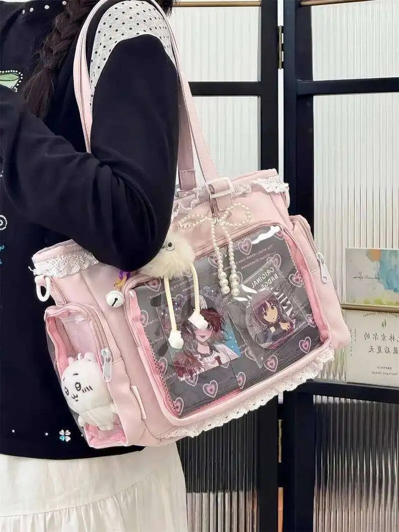 Neue Japanische Süße Schleifen-Ita-Tasche, Lolita-Mädchen Transparente Handtaschen, Modische Große Kapazität Tragetasche, Ästhetische Schultertaschen – Detail 29