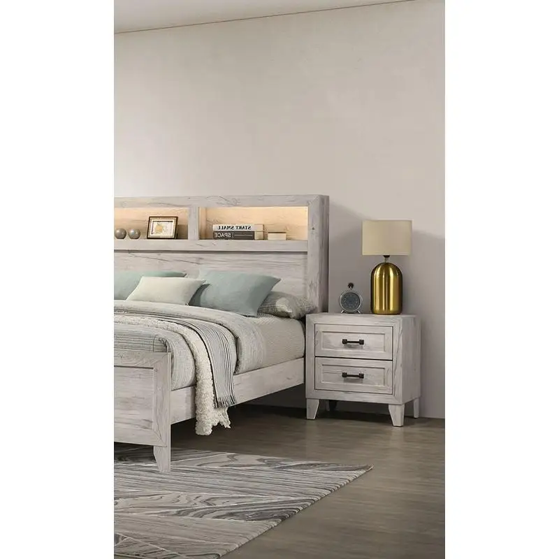 منضدة ميلامين بيضاء معاصرة، طاولة بجانب السرير مع شريط أسود لسحب لأثاث غرف النوم #1