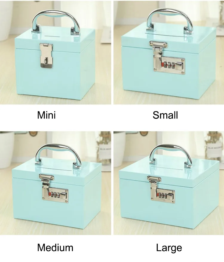 Stainless Steel Portable Safe, Cash Box, Money, Piggy Bank, Coin Storage, Code Lock, Children's Safe