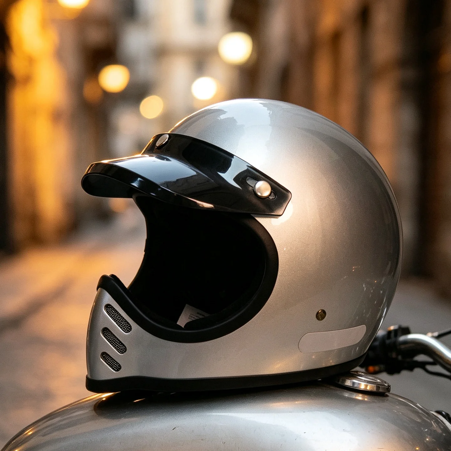 Vintage Motorcycle Full Face Helmet Retro Moto‑3 Style Small Shell Helmet With Detachable Sun Visor Lightweight Motorbike Street