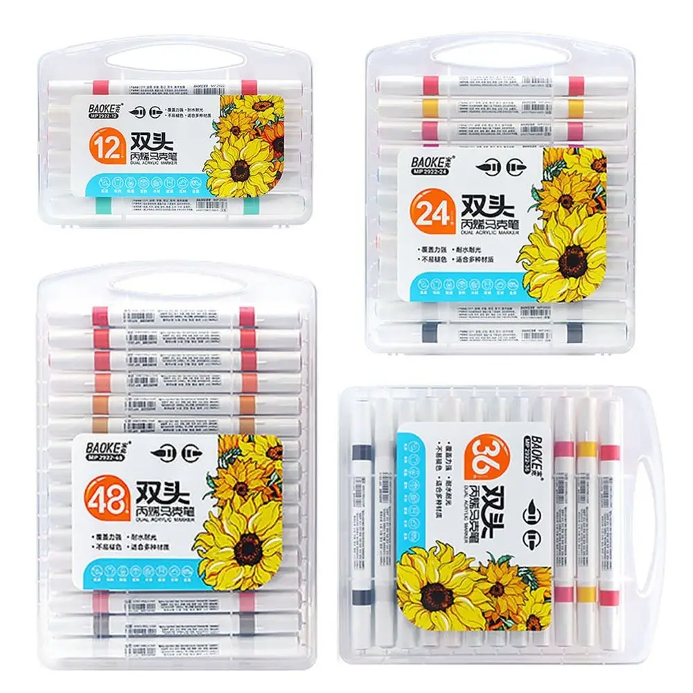 

12/24/36/48-Colors Marker Pen Single-end/Double-end Stackable Color Art Pens Learning Markers Drawing/Painting/Graffiti