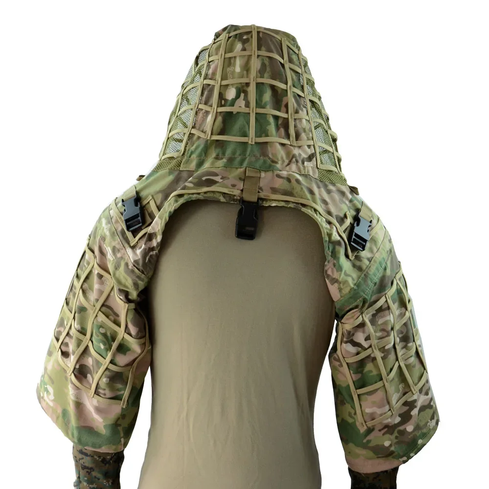 Tactical Ghillie Suit Multicam Airsoft Shooting Camouflage Sniper Ghillie Suit Coat Hunting Woodland Ripstop Fabric Coat Suit