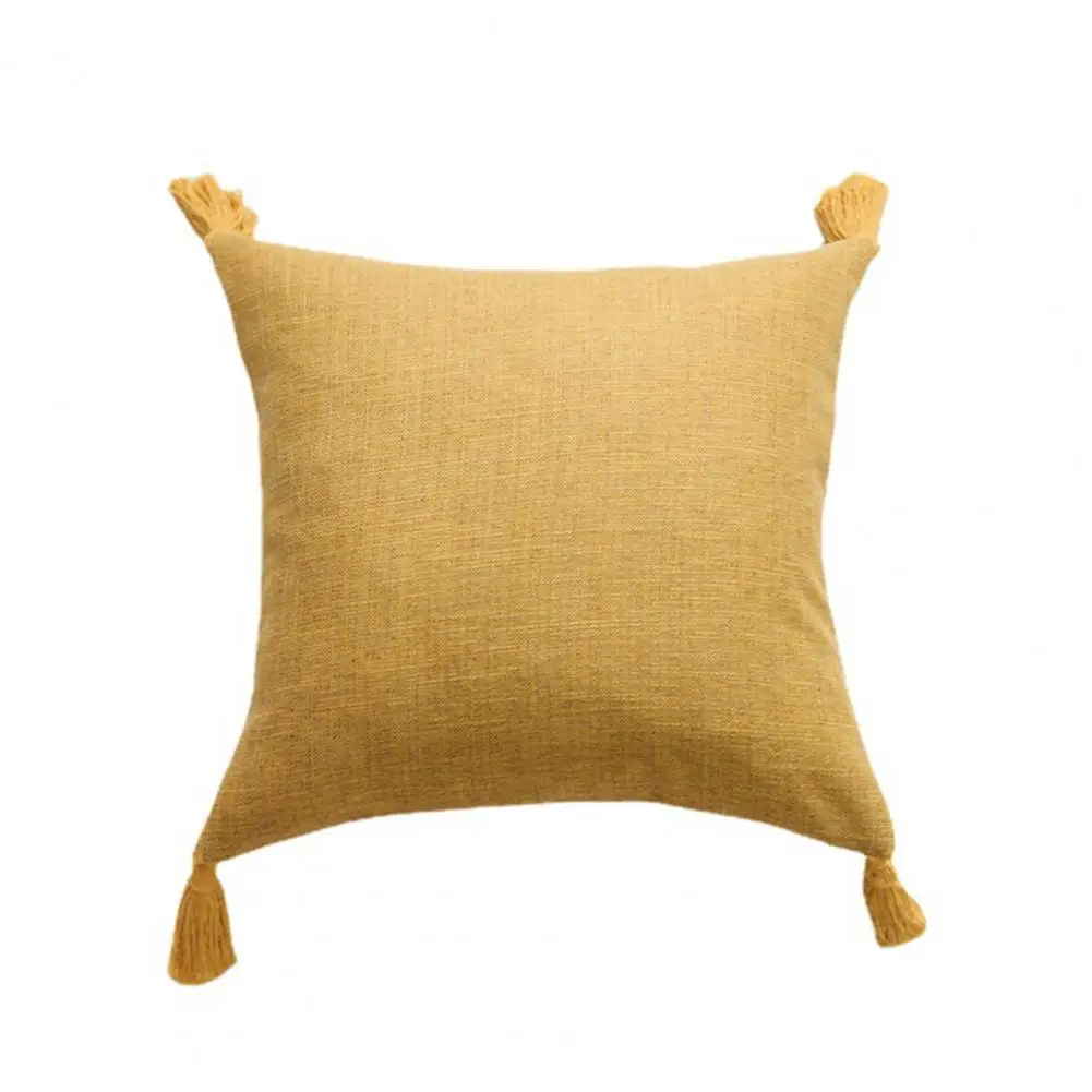 Solid Color Minimalist Pillow Cover Boho Tassel Pillow Cover Set Farmhouse Decorative Throw Pillowcase with Hidden Zipper Cozy