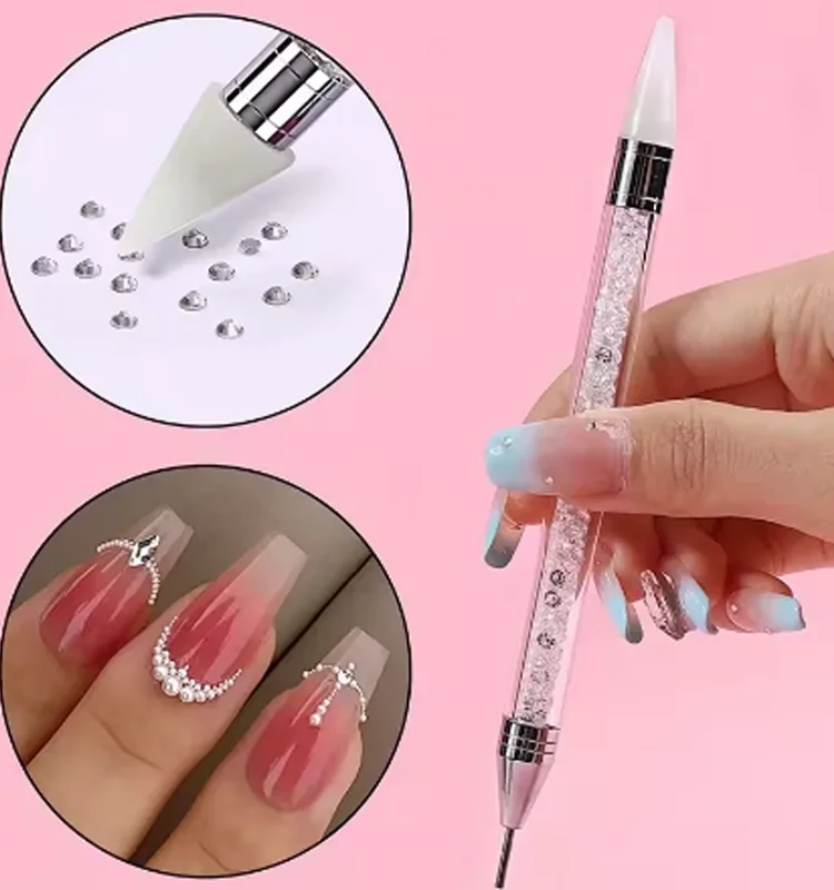 1/4 Nail Art Double Headed Diamond Crayon Set  Detachable Replaceable Dual Head Point Drill Pen Sticky drill Nail Art Tool