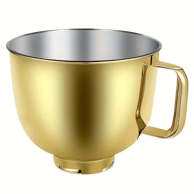 Cuenco mezclador dorado de acero inoxidable: resistente, adecuado para batidora de inclinación KitchenAid de 4,5-5 cuartos, fácil de limpiar, imprescindible para KitchenAid
