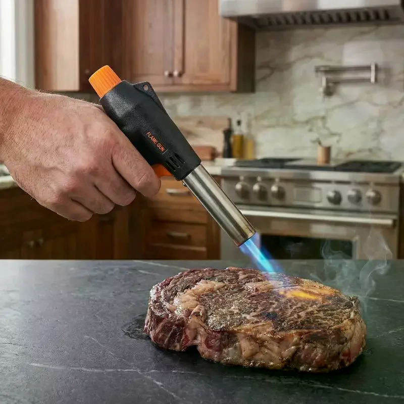 Gas  Welding Torch Adjustable Flame Outdoor Camping BBQ Cooking Piezo Ignition Lightweight Windproof Tool