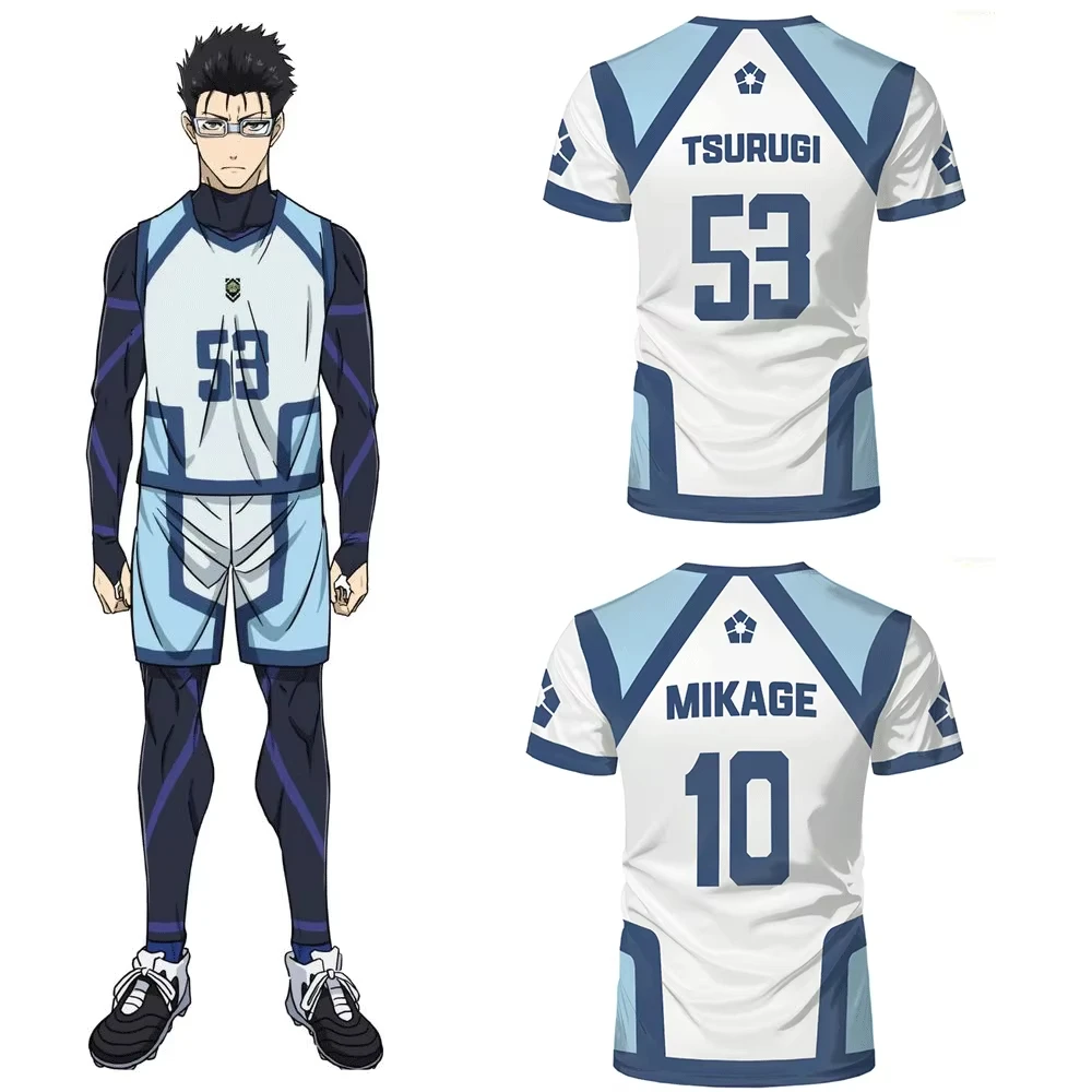 

Short Sleeve Tshirt Japanese Anime Blue Lock Season 2 New Soccer Jersey T-shirt Women's Round Neck Sports Tops Children's Casual