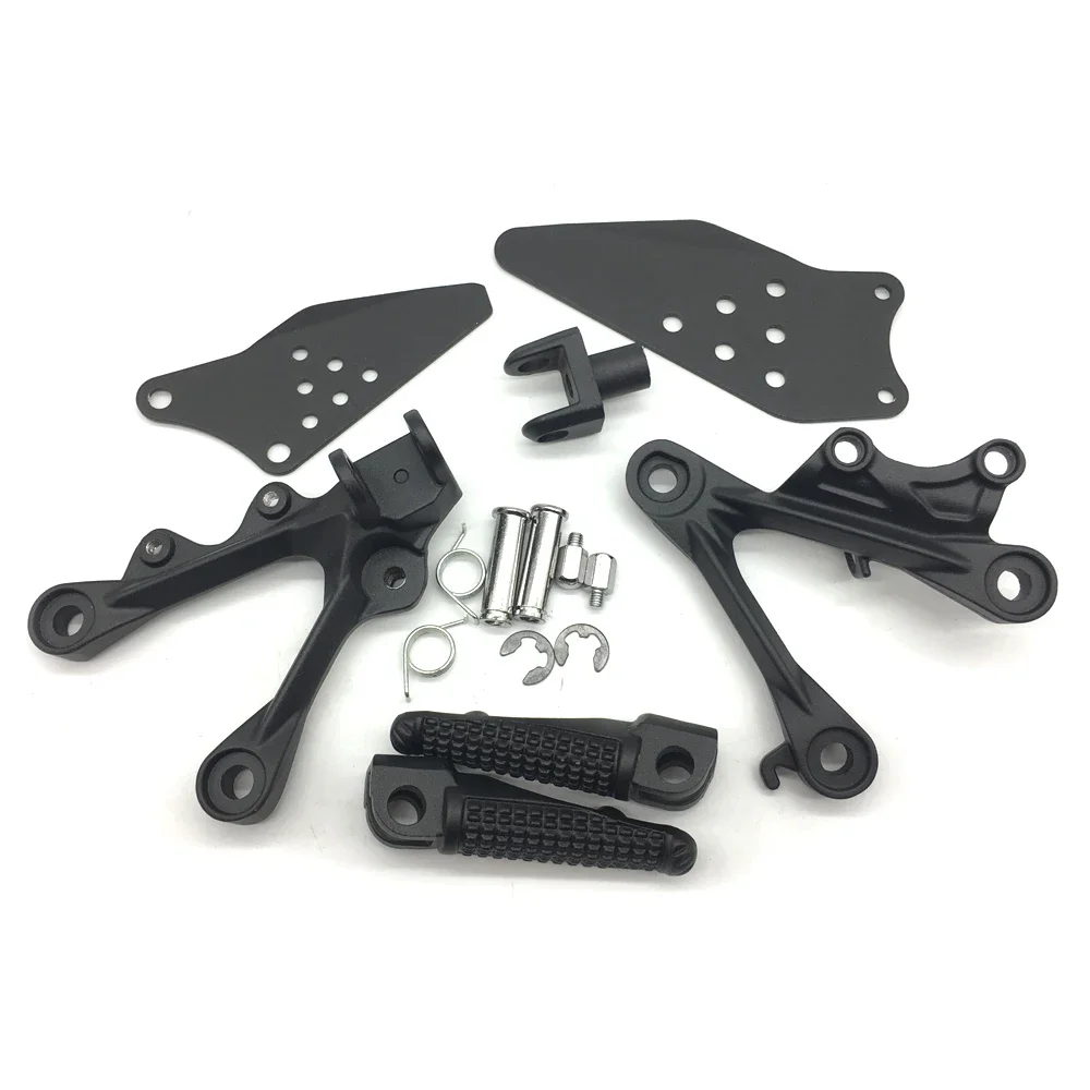 Estriberas delanteras negras para motocicleta, soporte de reposapiés apto para Kawasaki Ninja ZX6R ZX636 2009-2015