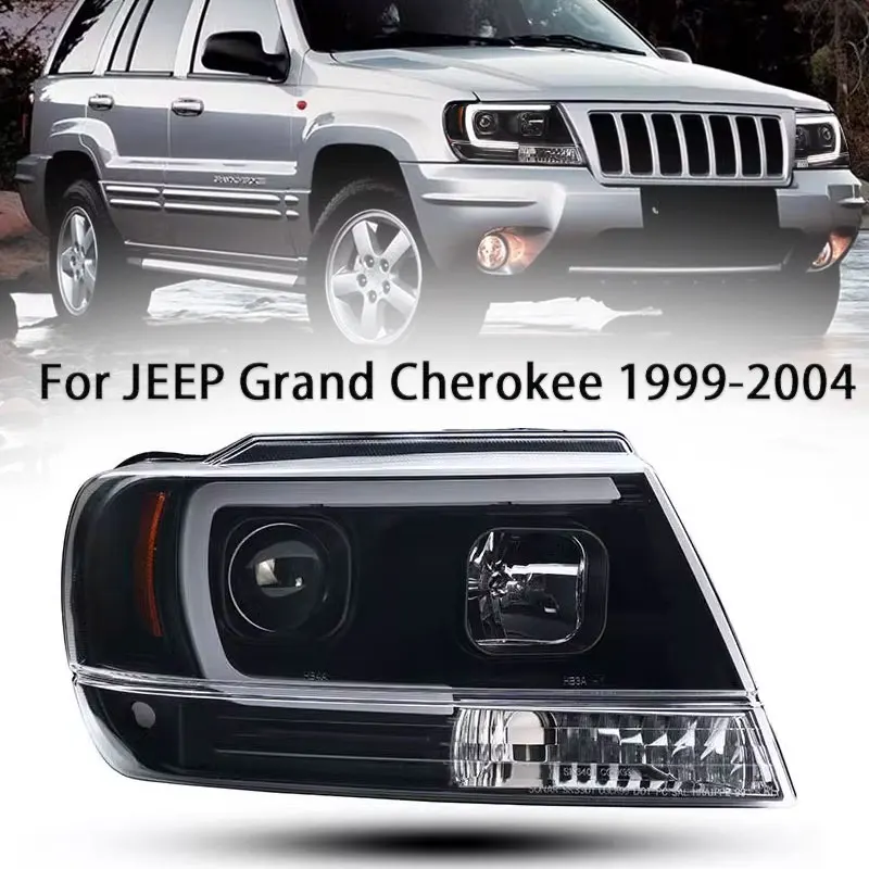 

Cars Head Lamp for JEEP Grand Cherokee LED Headlight 1999-2004 Headlights DRL Turn Signal High Beam Angel Eye Projec