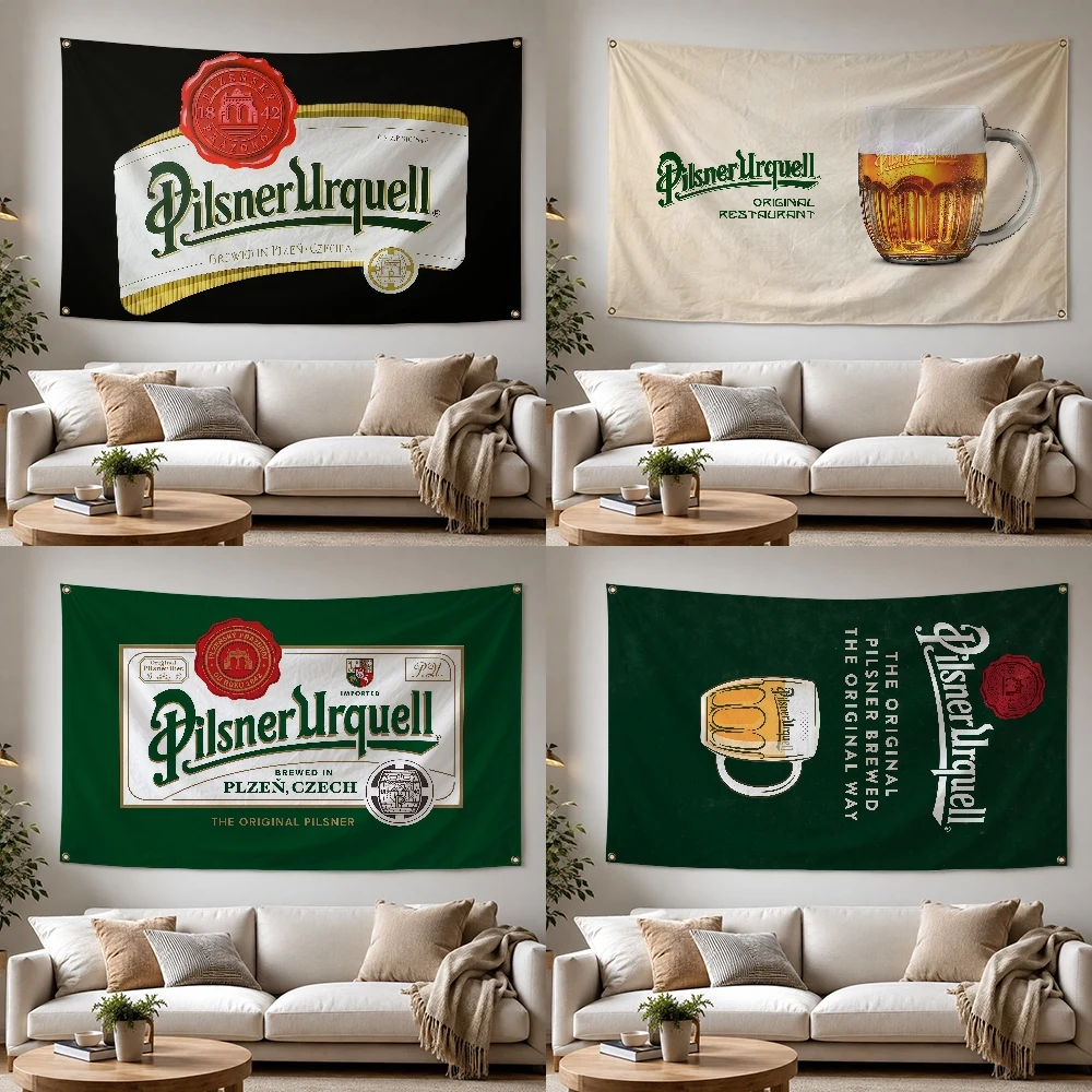 P-Pilsner U-Urquell Beer Brand Outdoor Flag for Home Camping Party Club Decor Garden Yard Wall Hanging Banner