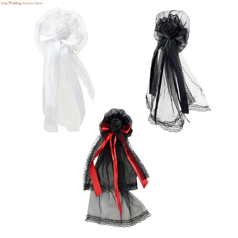G92D Elegant Anime Hair Accessory Rose And Lace Headpiece Halloween Cosplay Costume Hair Clip For Gothic Outfits
