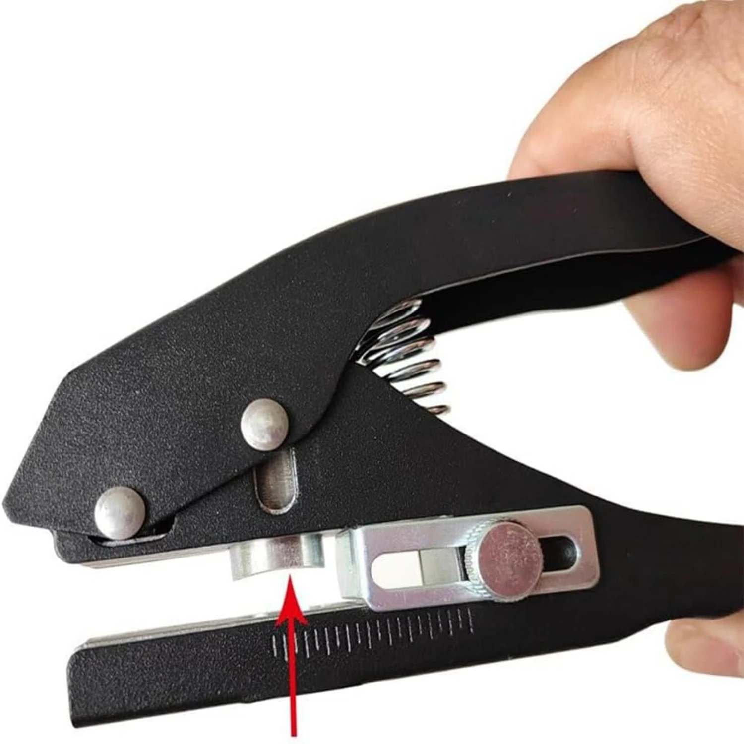 Efficient, versatile, and compact black hand-held paper punch for precise cutting - perfect tool for crafting, home office, and