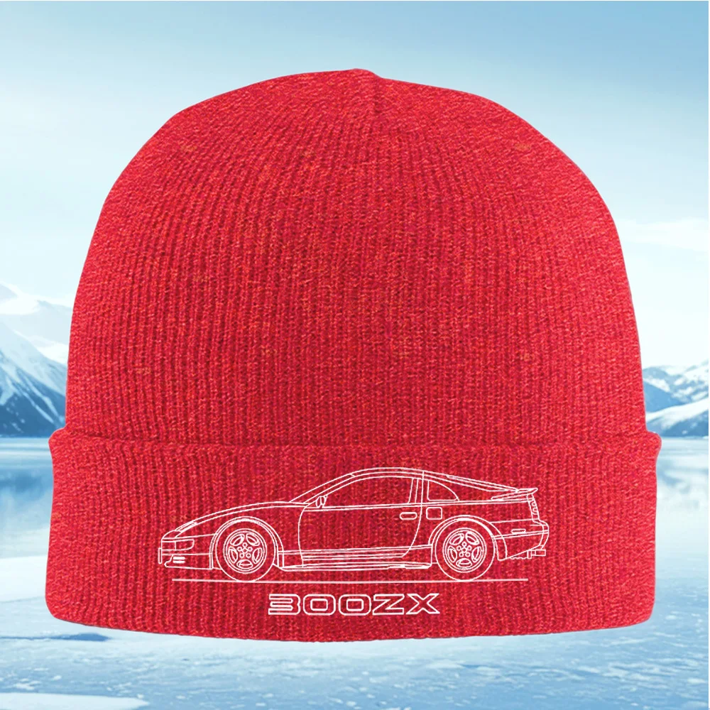 سيارة مخطط عجلات تفاصيل السيارة الرجال النساء للجنسين محبوك قبعة قبعة صوفية قبعة الشتاء الحرارية الدافئة عيد الميلاد في الهواء الطلق Cyclin