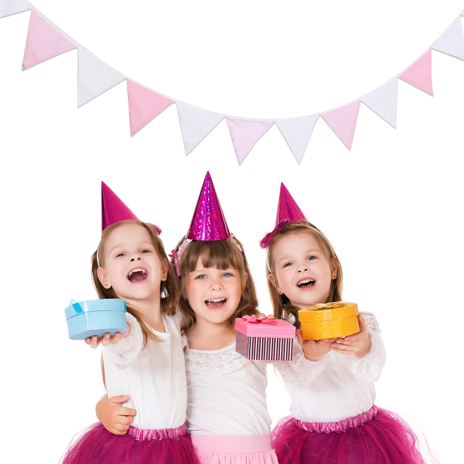 

1pc Cotton Bunting Banner Triangle Flags Washable Fabric Garland Decoration For Birthday Wedding Christmas Party Kids Event