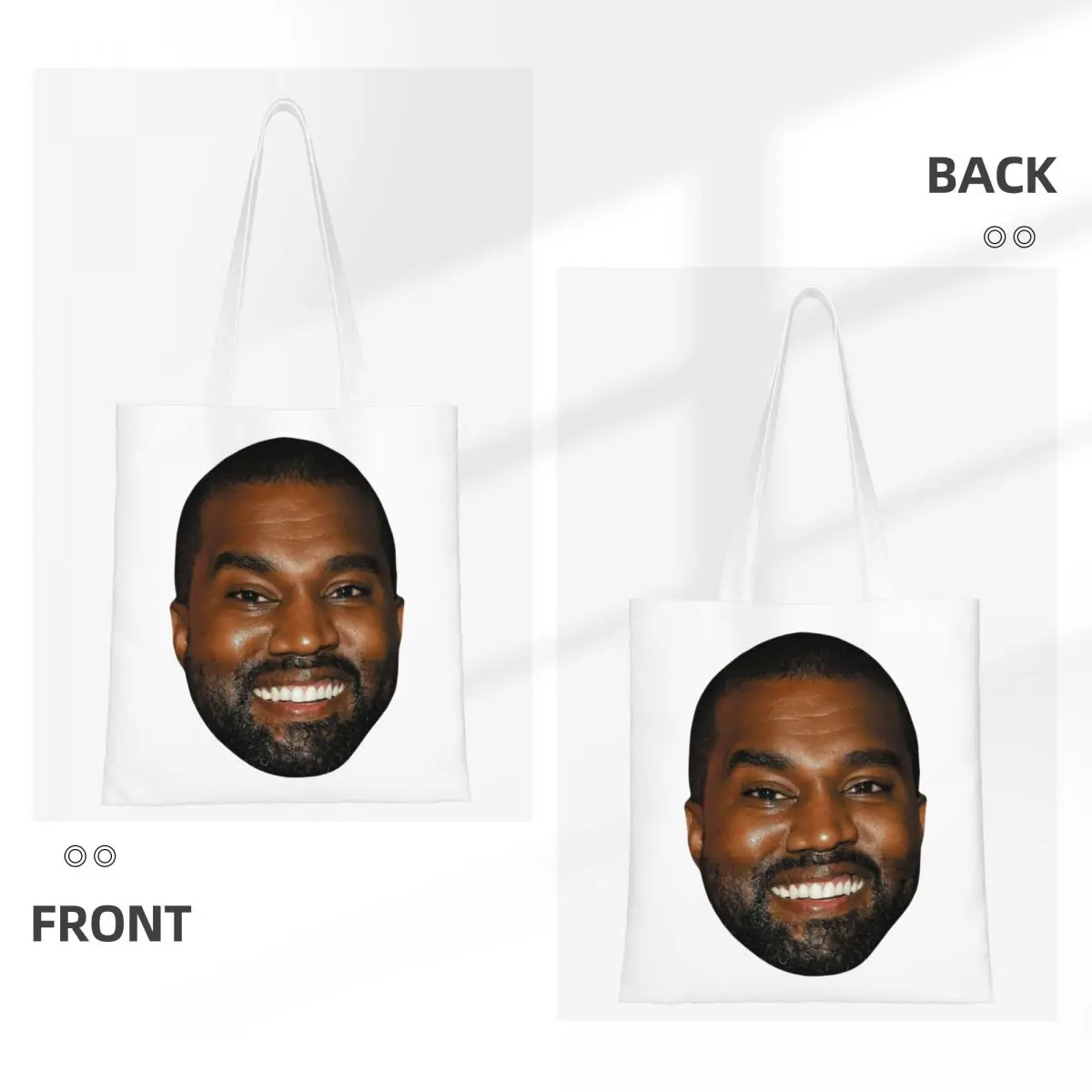 Custom Funny Kanye West Meme Grocery Tote Shopping Bag Women Kawaii Rapper Music Producer Canvas Shopper Shoulder Bags Handbags