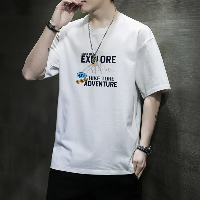 

New Summer Fashion Tshirt Men Clothing Cotton Soft Short Sleeve Solid Color Loose Fit Streetwear Top