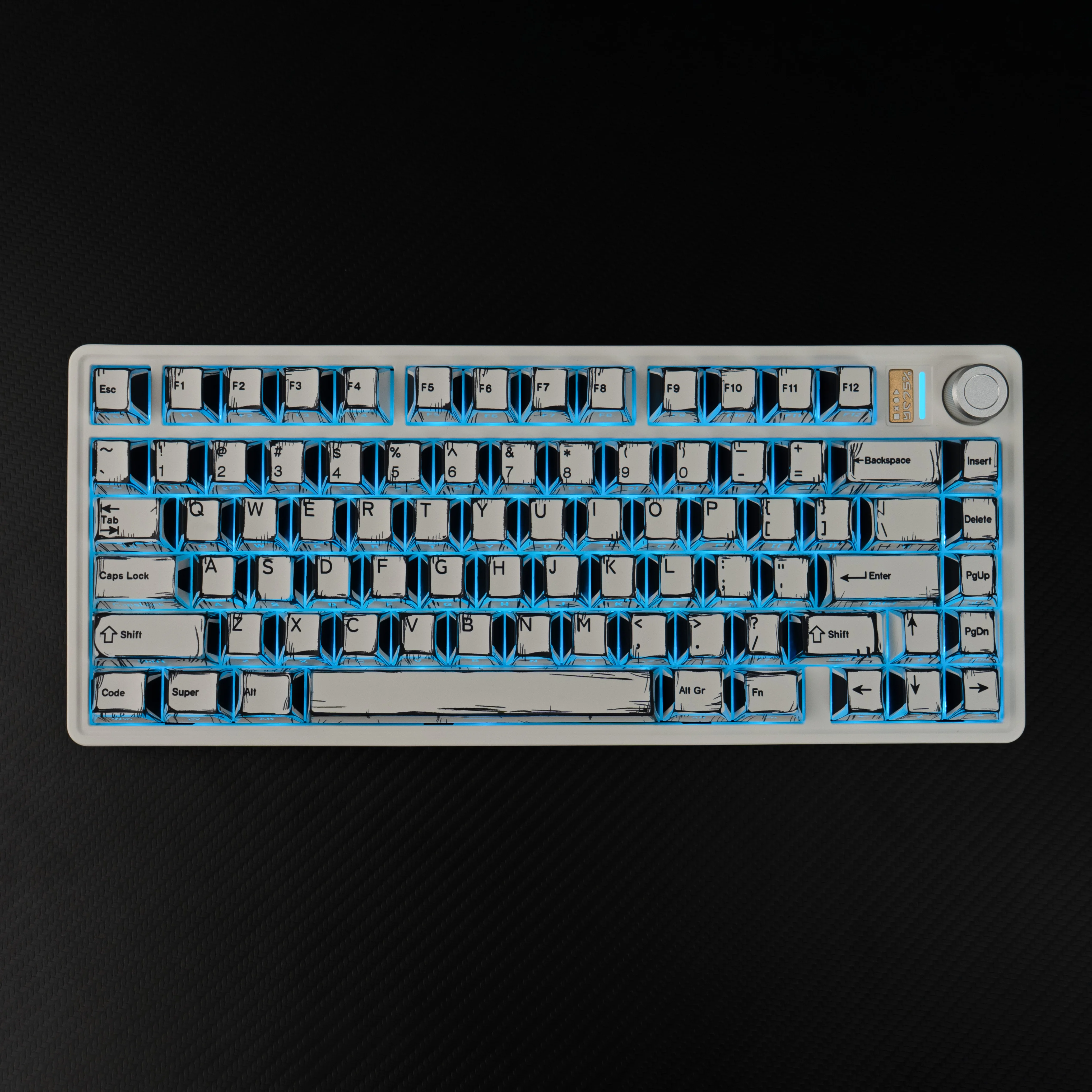 Mintcaps White Comic Outline Backlit PBT Keycaps 131 keys Manga Style Side Print Shine Through key caps for Mechanical Keyboard