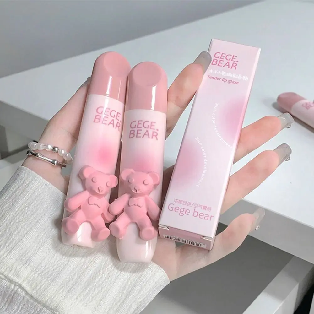 Cute 6Color Bear Lip Gloss Smooth Tender Color Lip Tint Mud Long Lasting Makeup Tool Lip Glaze Korean Cosmetics