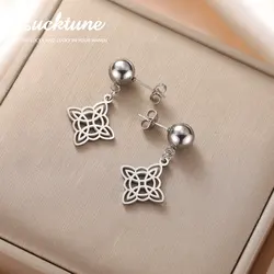 Lucktune Vintage Witch Knot Stud Earrings Stainless Steel Witchcraft Magic Knot Amulet Earrings for Women Pagan Jewelry Gift New