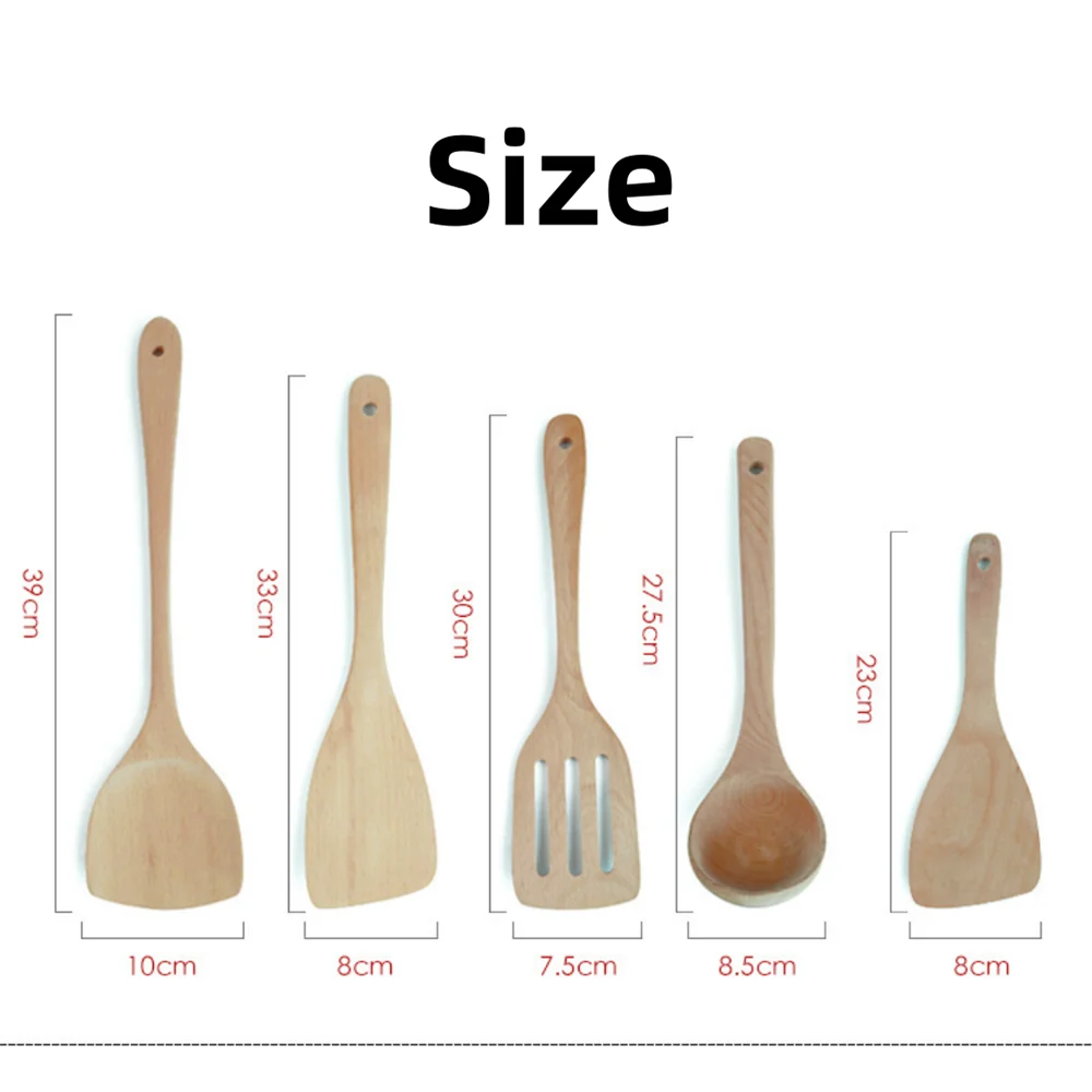 Long Handle Wooden Cooking Kitchenware Non-Slip Non-Scald Spatula Soup Spoons Household Heat Resistant Utensil Kitchen Accessory