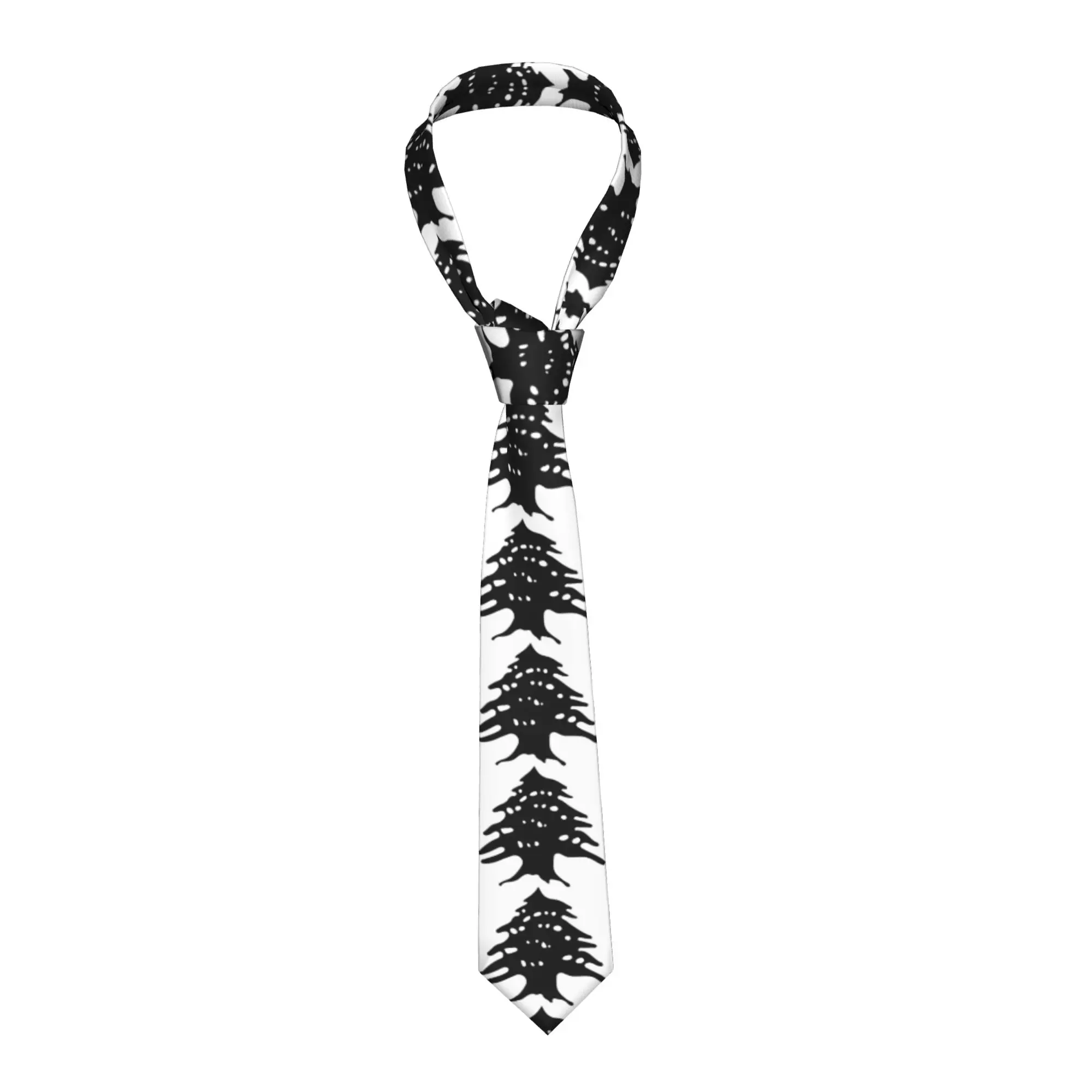 Lebanon Flag Black Symbol Tie  Kawaii Funny Neck Ties For Male Daily Wear Quality Collar Tie Pattern Necktie Accessories