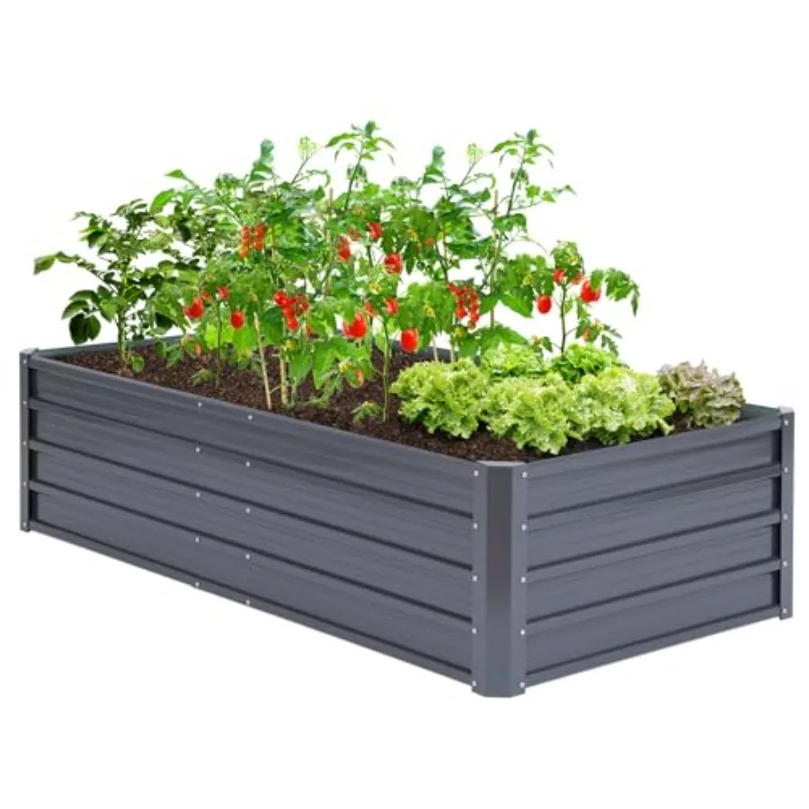 Metal Raised Garden Bed Outdoor 6x3x1.5 FT Reinforced Galvanized Rustproof Colored Steel Planter Boxes for Vegetables Heavy Dut