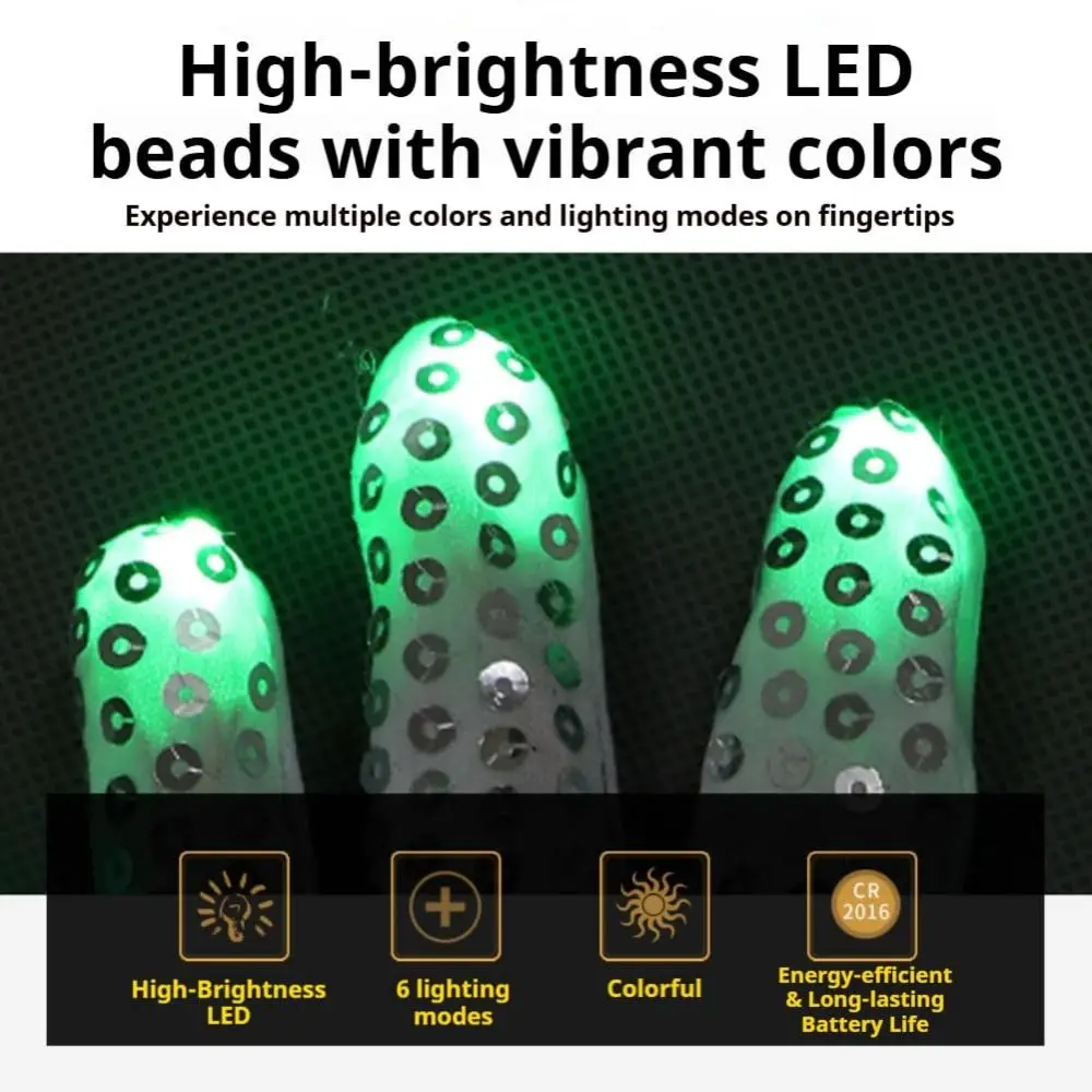 Funny 7 Colors Light Show LED Rave Glove Light up Breathable Finger Gloves Flashing Mittens Concert/Party/Activity Props