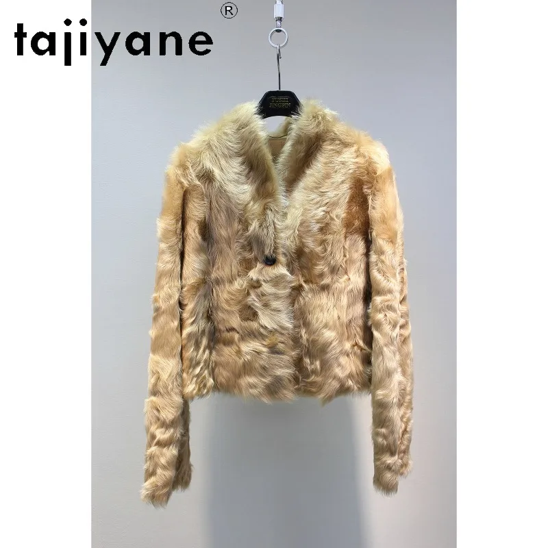 TAJIYANE Soft Huyang Lamb Shearling Real Fur Coat Women Furry Outerwear Slim Fit Thin Fur Jacket Winter Clothes for Women Шуба
