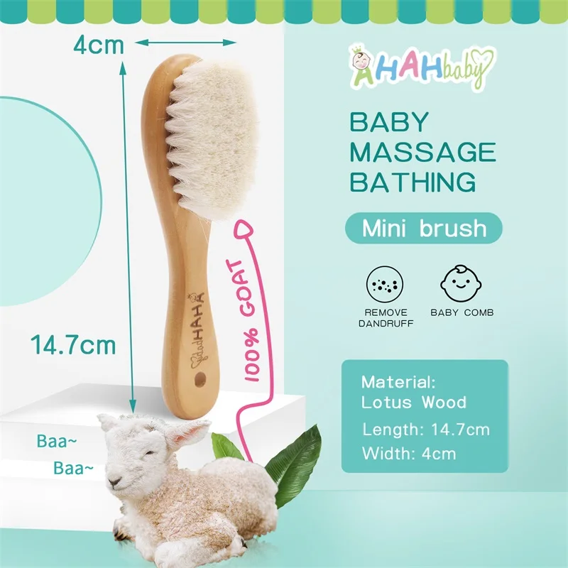 1pc escova baby hair escova de cabelo infantil de madeira natural do bebê escova de cabelo e pente conjunto para recém-nascido massagem banho