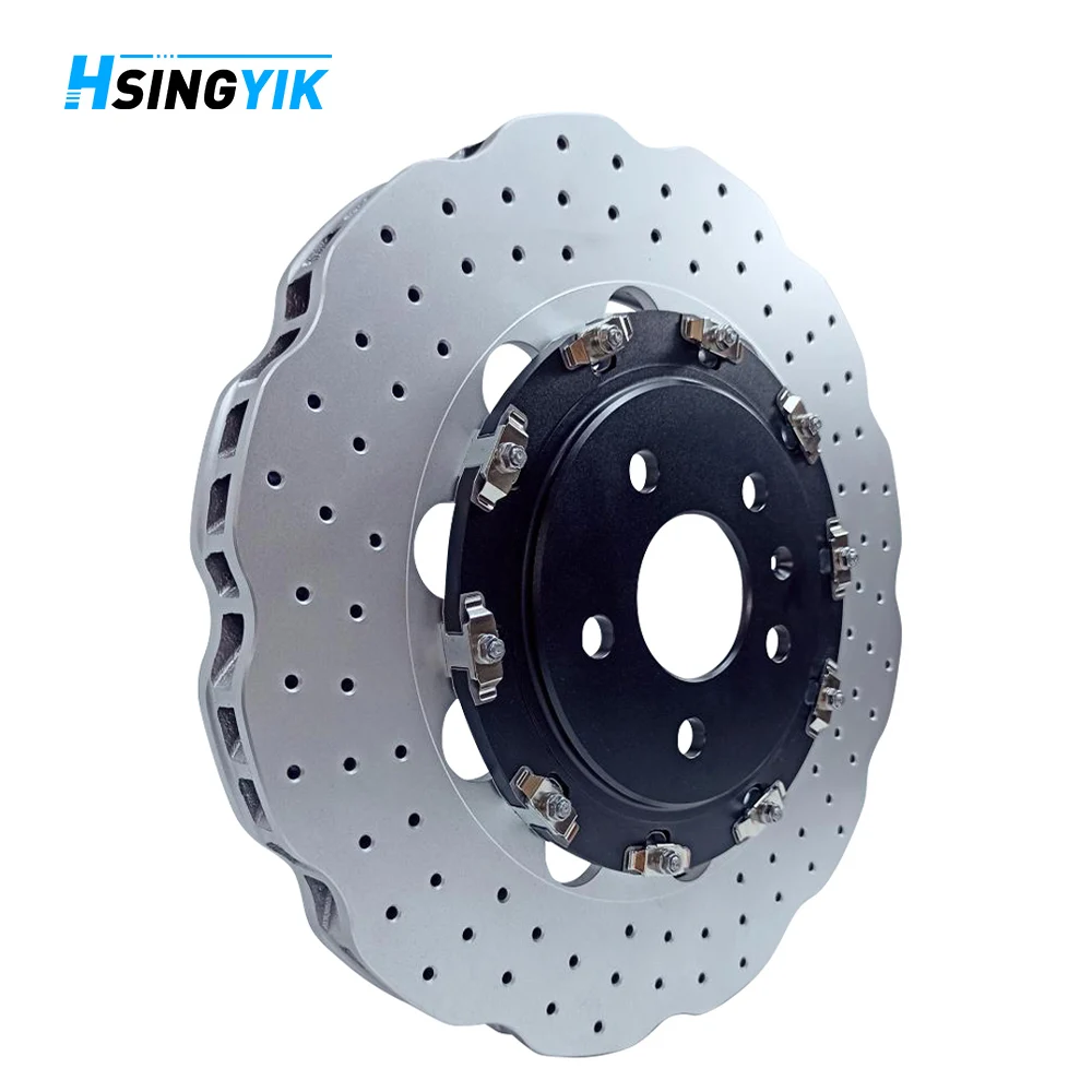 Slotted Drilled Floating Design OEM 8V0615301Q Front 2 Piece Brake Rotor For Audi RS3 A3