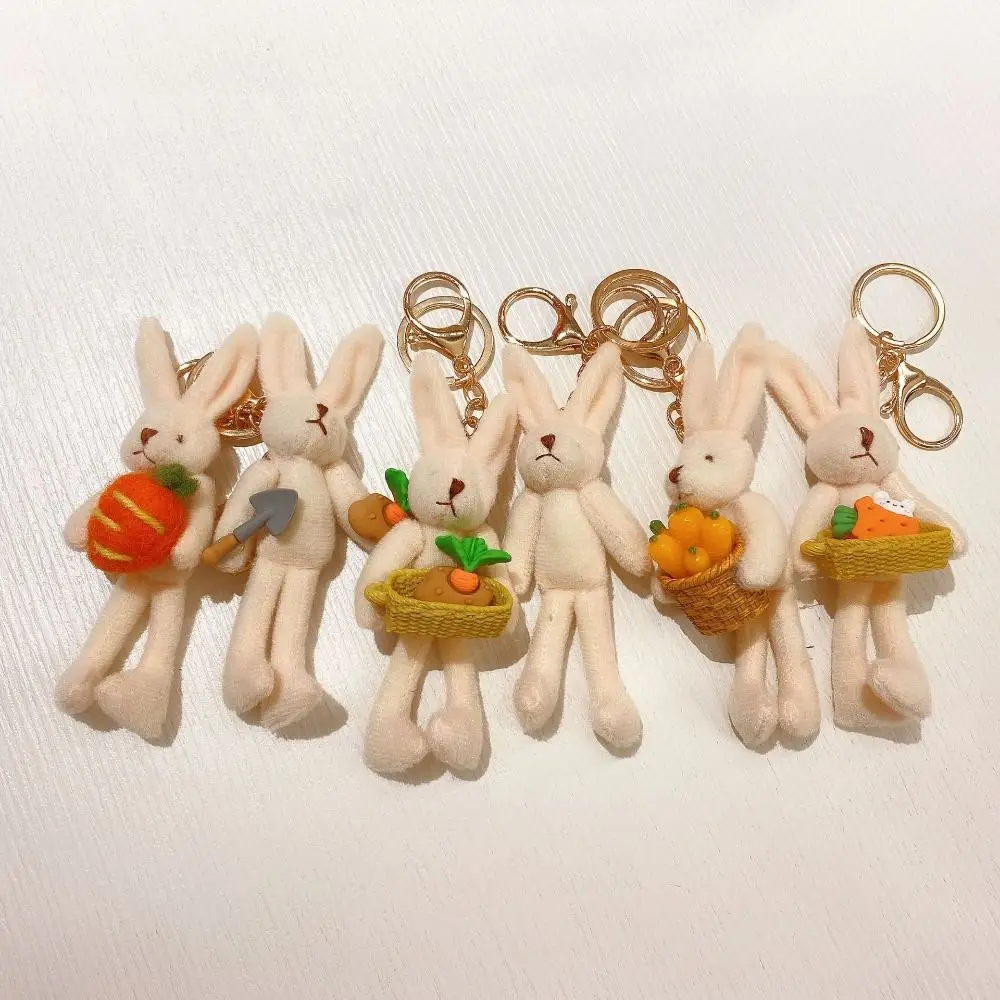 Cartoon Design Stuffed Toy Pendant Doll Plush Key Buckle Korean Style  Key Holder Labor Rabbit Keychain Women Key Chain