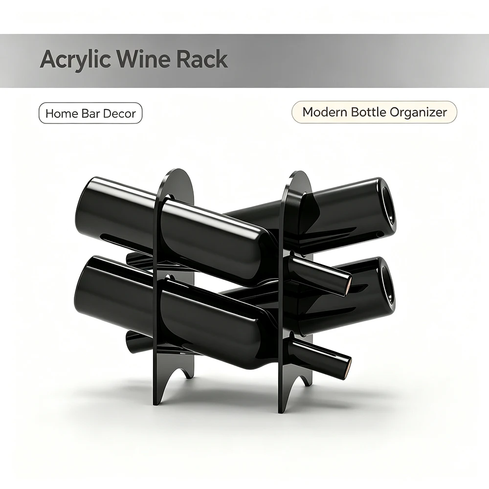 Clear Acrylic Wine Rack Bottle Organizer for Countertop, Detachable Wine Bottle Display Holder for Home Bar KTV Party Decor