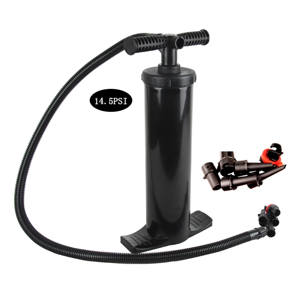 

14.5PSI Practical Manual Air Inflation Pump ABS Material Black For Inflatable Boats Kayaks Five Nozzles Kayak Accessories